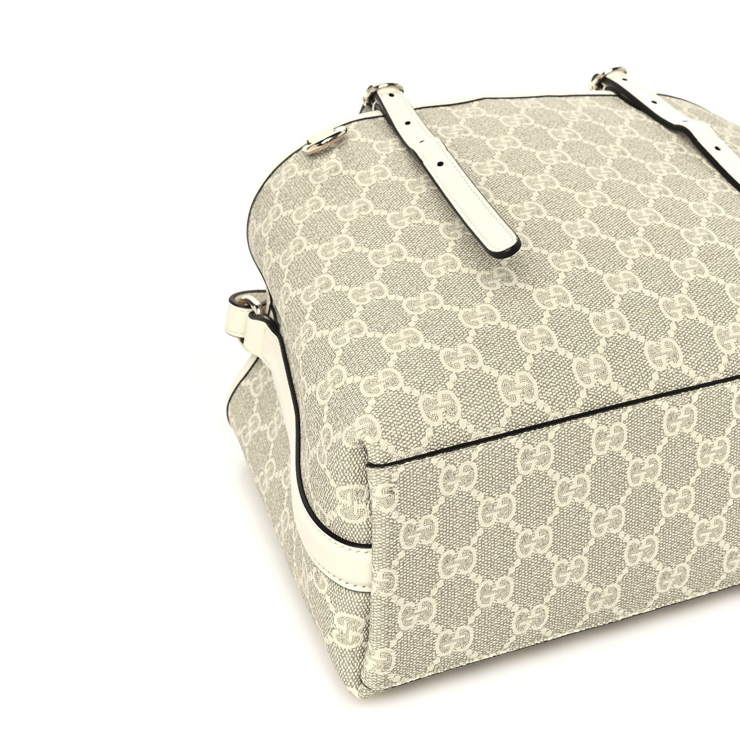 Gucci Supreme Monogram Emblem Medium Tote Bag Mystic White Oatmeal 8 of 9