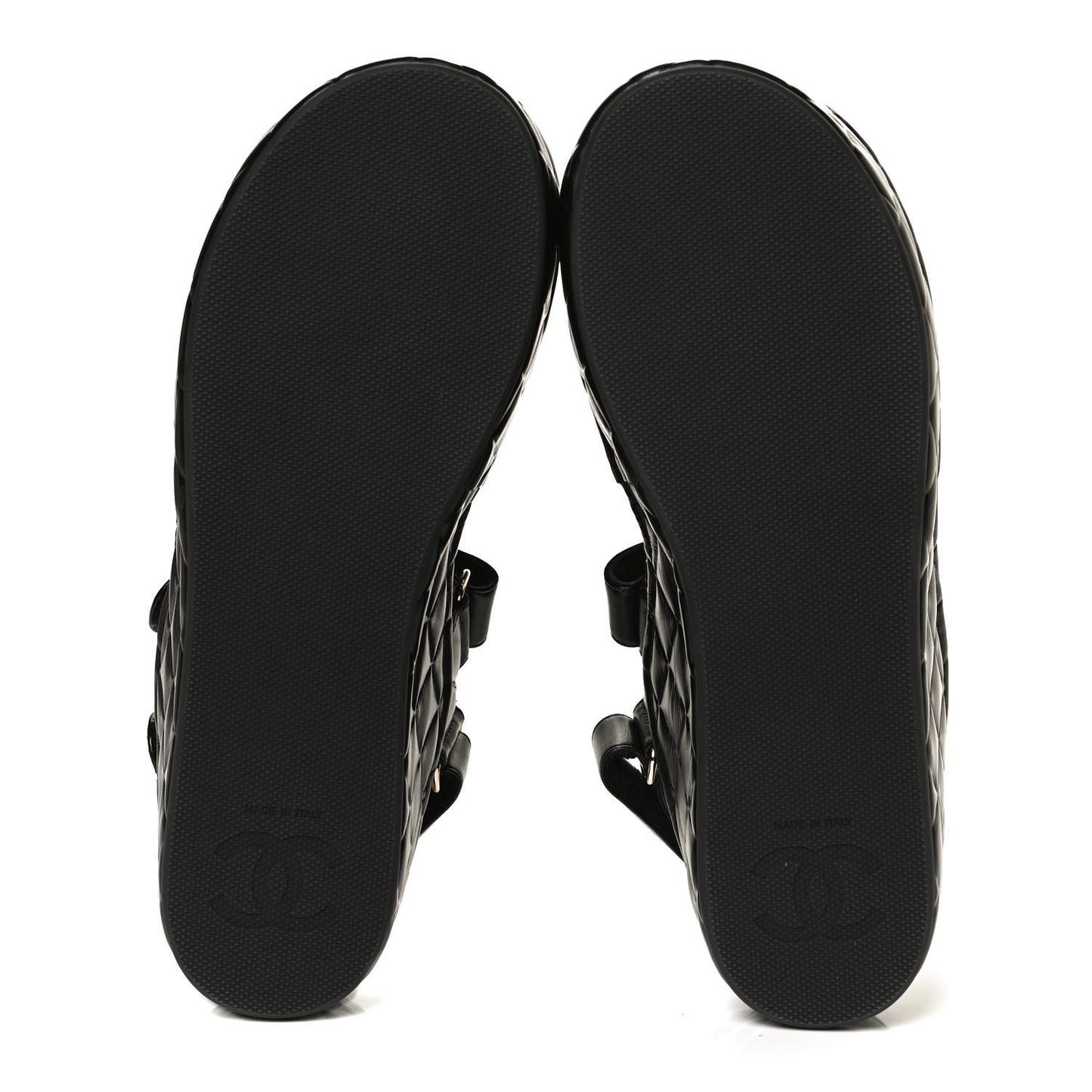 Shiny Calfskin Logo Platform Sandals 38 Black