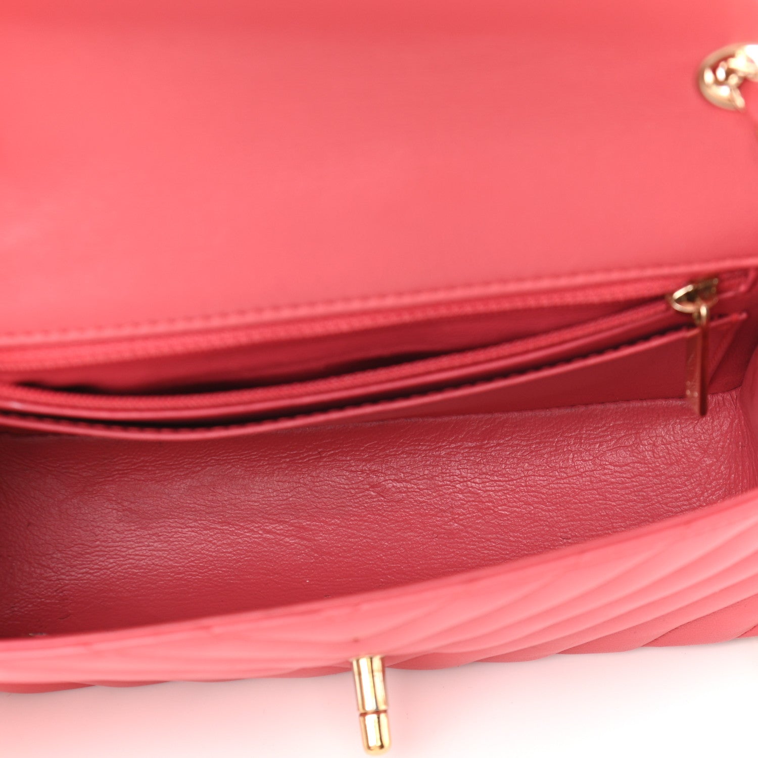 Chanel Lambskin Chevron Quilted Mini Rectangular Flap Pink 4 of 9