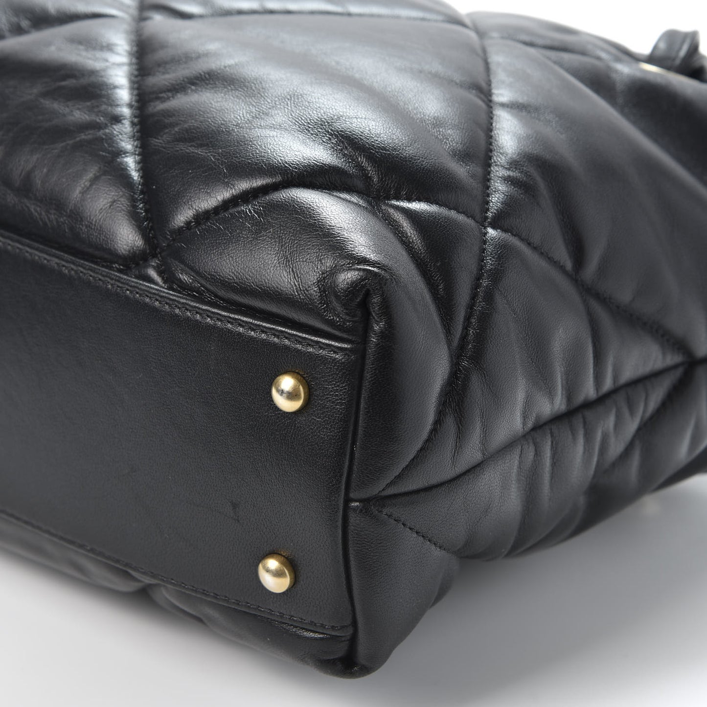 Lambskin Quilted Bowling Bag Black