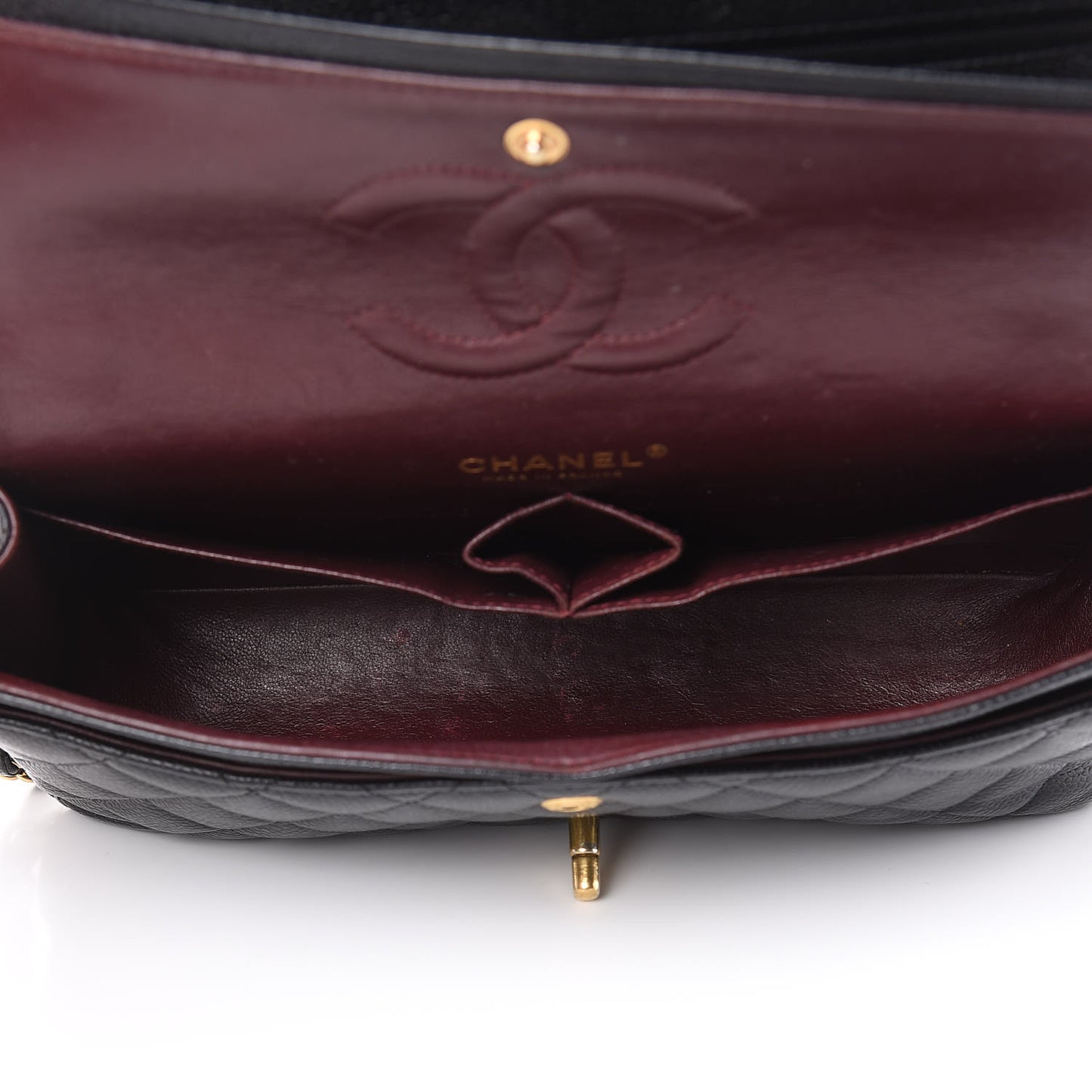 Caviar Quilted Medium Double Flap Black