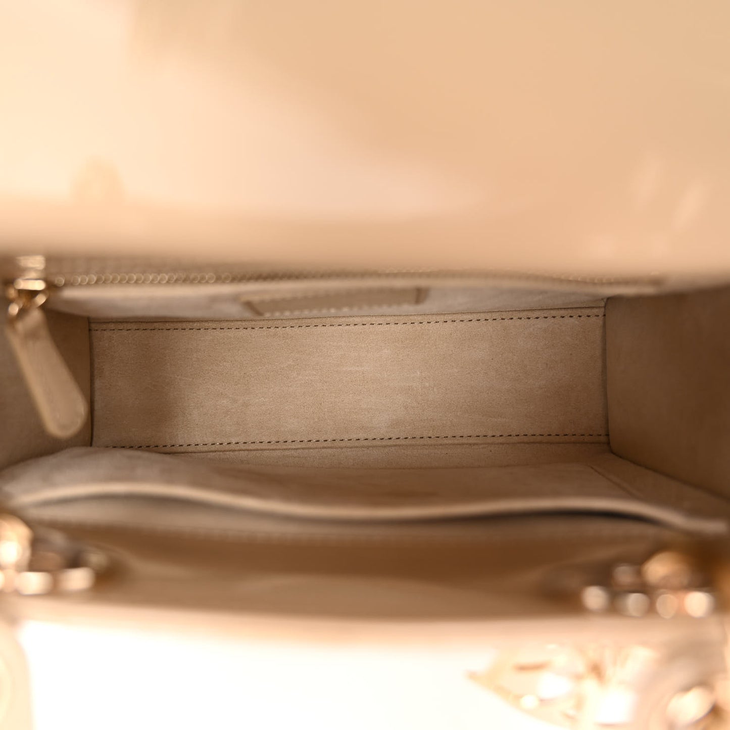 Patent Cannage Small Lady Dior Beige