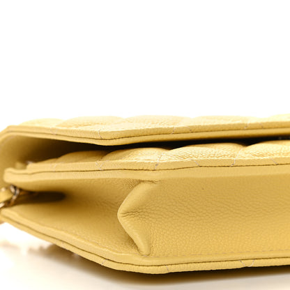 Chanel Caviar Quilted Tiny CC Wallet On Chain WOC Yellow 9 of 12