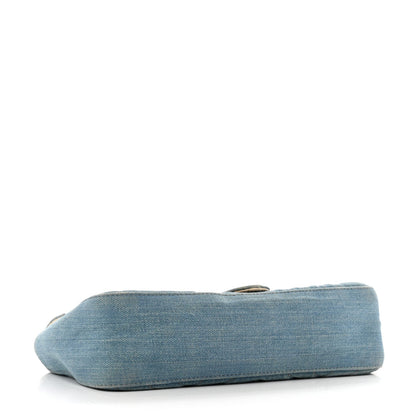 Gucci Denim Matelasse Small Pearly GG Marmont Shoulder Bag Blue 4 of 7
