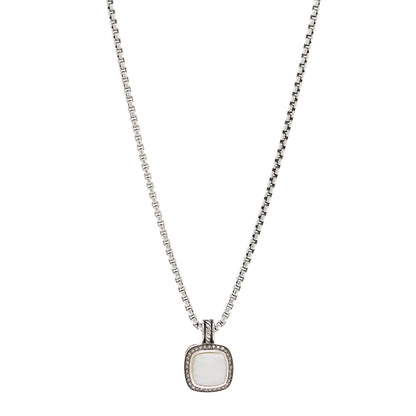 David Yurman Sterling Silver 14K Yellow Gold Diamond Moonstone 14mm Albion Enhancer Pendant Necklace 1 of 5