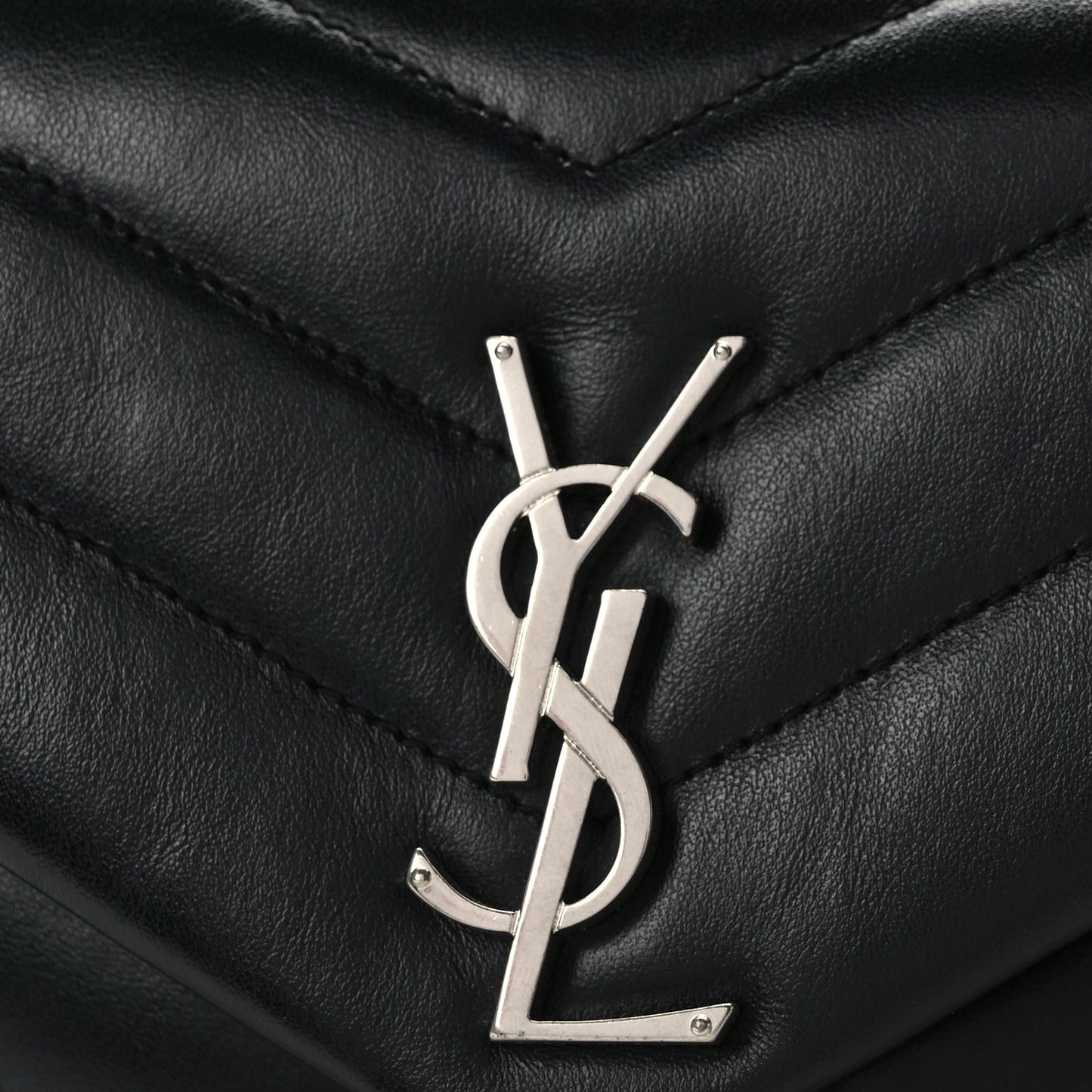 Calfskin Y Quilted Monogram Small Loulou Chain Satchel Black