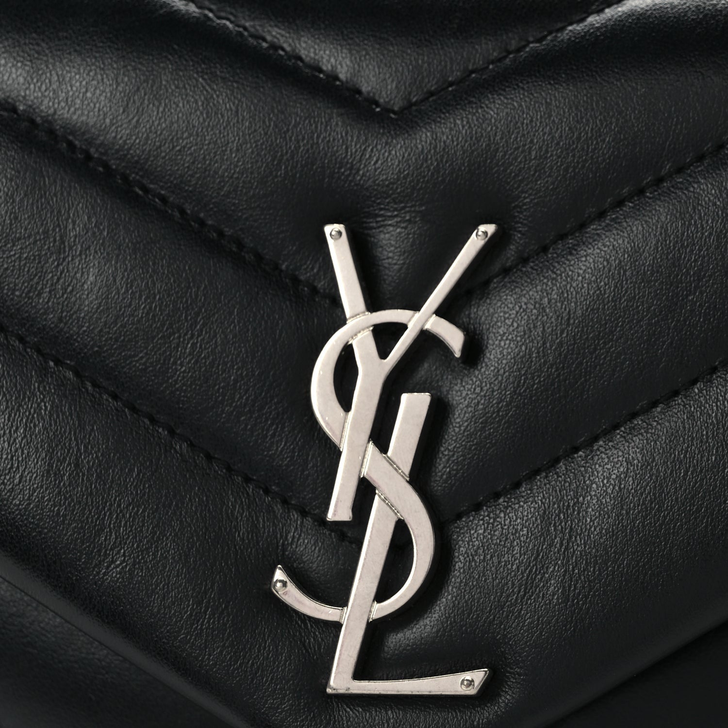 Saint Laurent Calfskin Y Quilted Monogram Small Loulou Chain Satchel Black 7 of 9