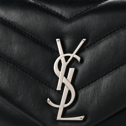 Saint Laurent Calfskin Y Quilted Monogram Small Loulou Chain Satchel Black 7 of 9
