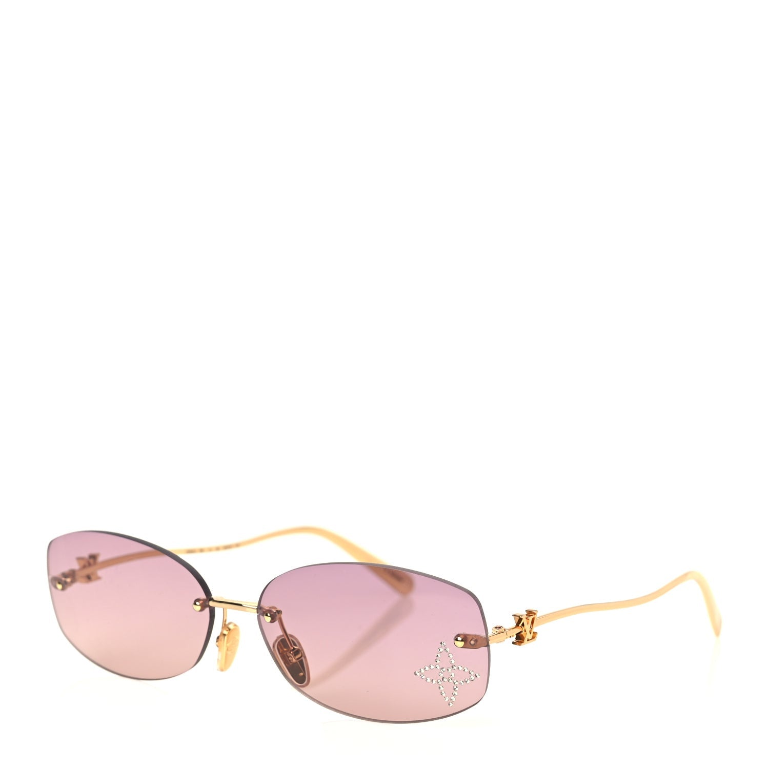 Louis Vuitton Metal Crystal LV Glam 2.0 Oval Sunglasses Pink 1 of 7