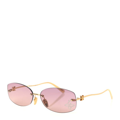 Louis Vuitton Metal Crystal LV Glam 2.0 Oval Sunglasses Pink 1 of 7