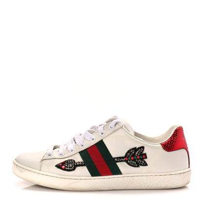 Gucci Calfskin Web Studded Womens Arrow Ace Sneakers 39 White 1 of 9