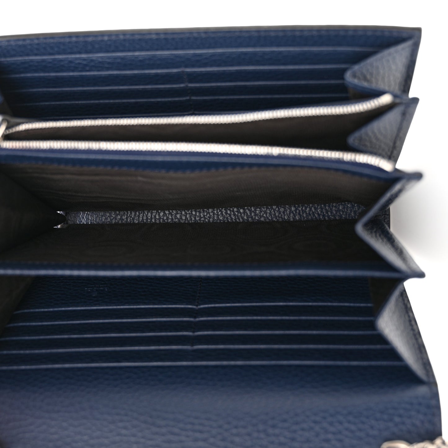 Dollar Calfskin Crystal Mini Dionysus Chain Wallet Blue Agata Black Diamond