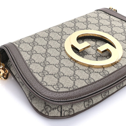 Gucci GG Supreme Monogram Textured Dollar Calfskin Blondie Chain Shoulder Flap Bag Beige Ebony New Acero 7 of 7
