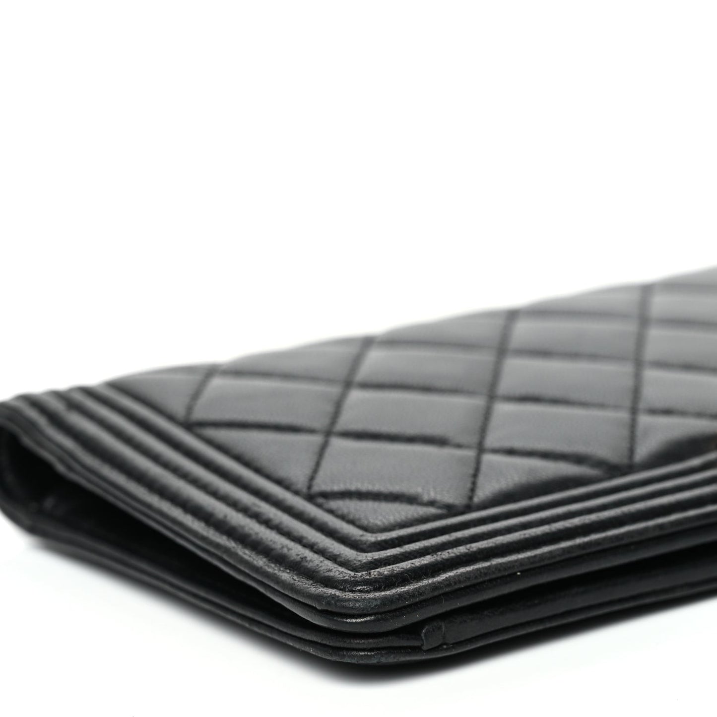 Lambskin Quilted Boy Yen Wallet Black