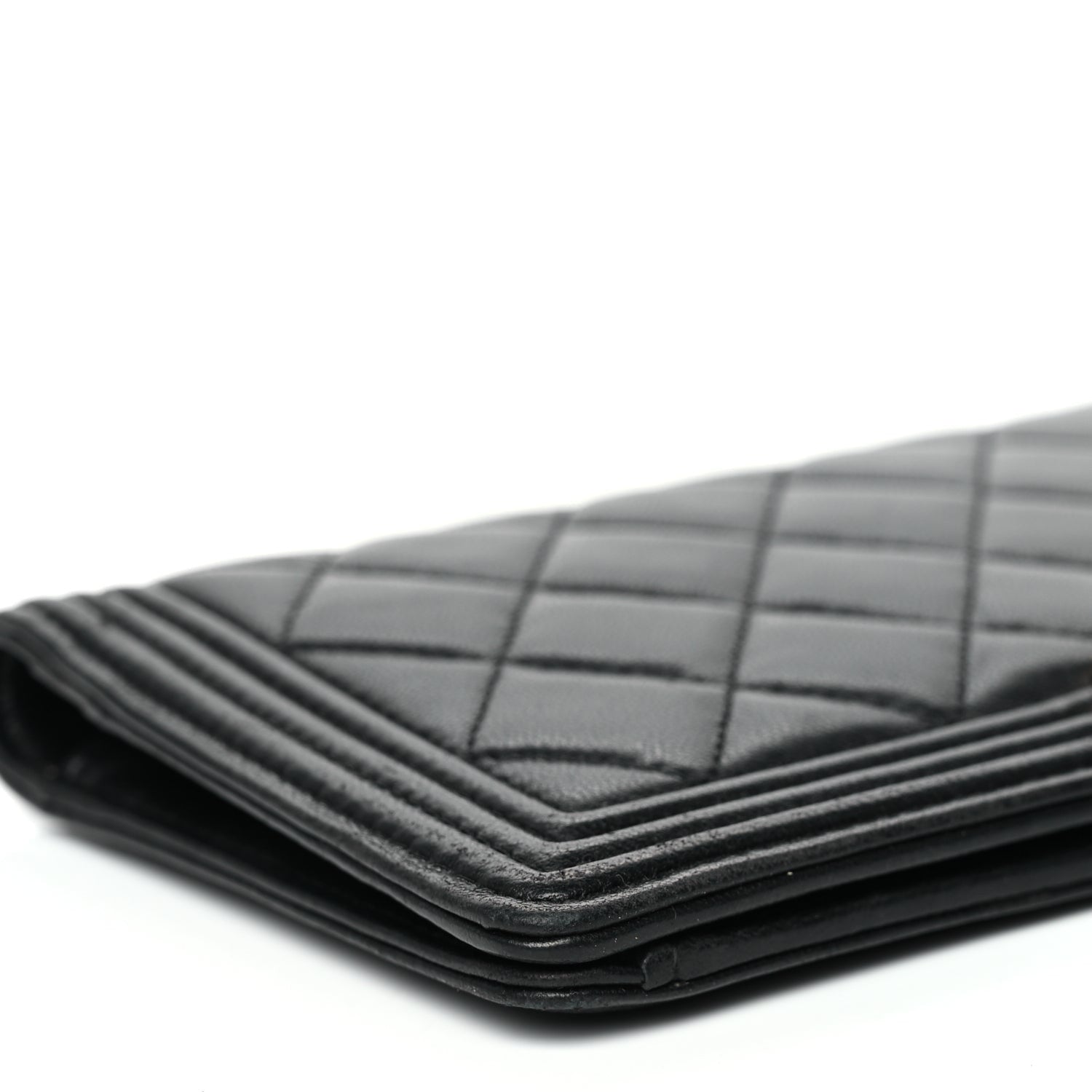 Chanel Lambskin Quilted Boy Yen Wallet Black 9 of 10