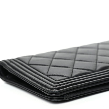 Chanel Lambskin Quilted Boy Yen Wallet Black 9 of 10