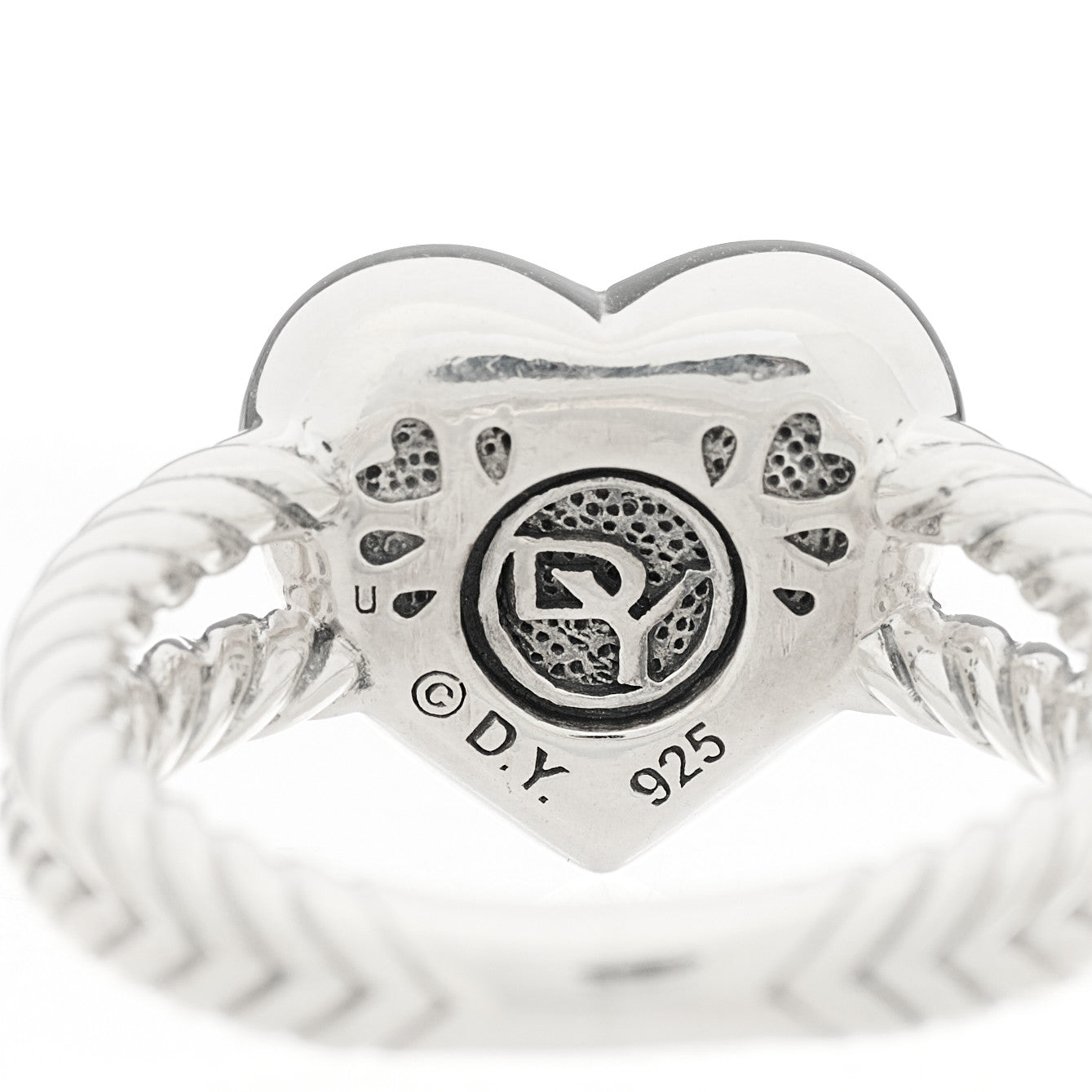 David Yurman Sterling Silver Pave Diamond 13mm Heart Cable Ring 53 6.25 5 of 5