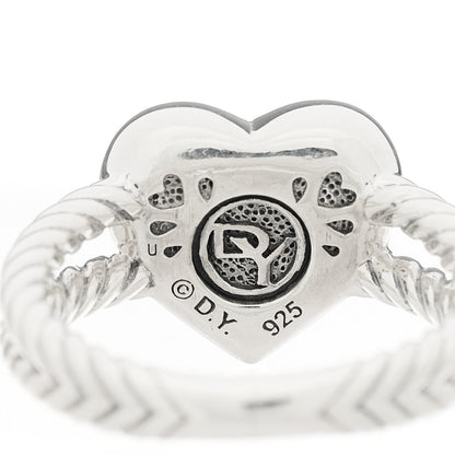 David Yurman Sterling Silver Pave Diamond 13mm Heart Cable Ring 53 6.25 5 of 5