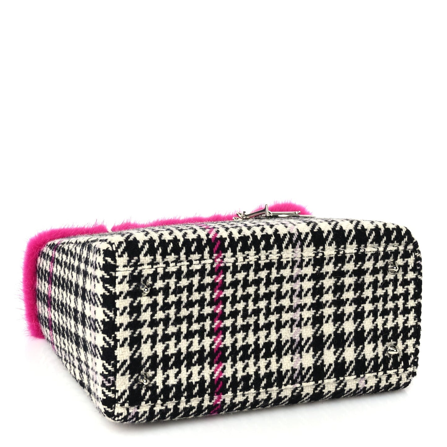 Tweed Crocodile Mink Plaid Medium Lady Dior Black Pink White
