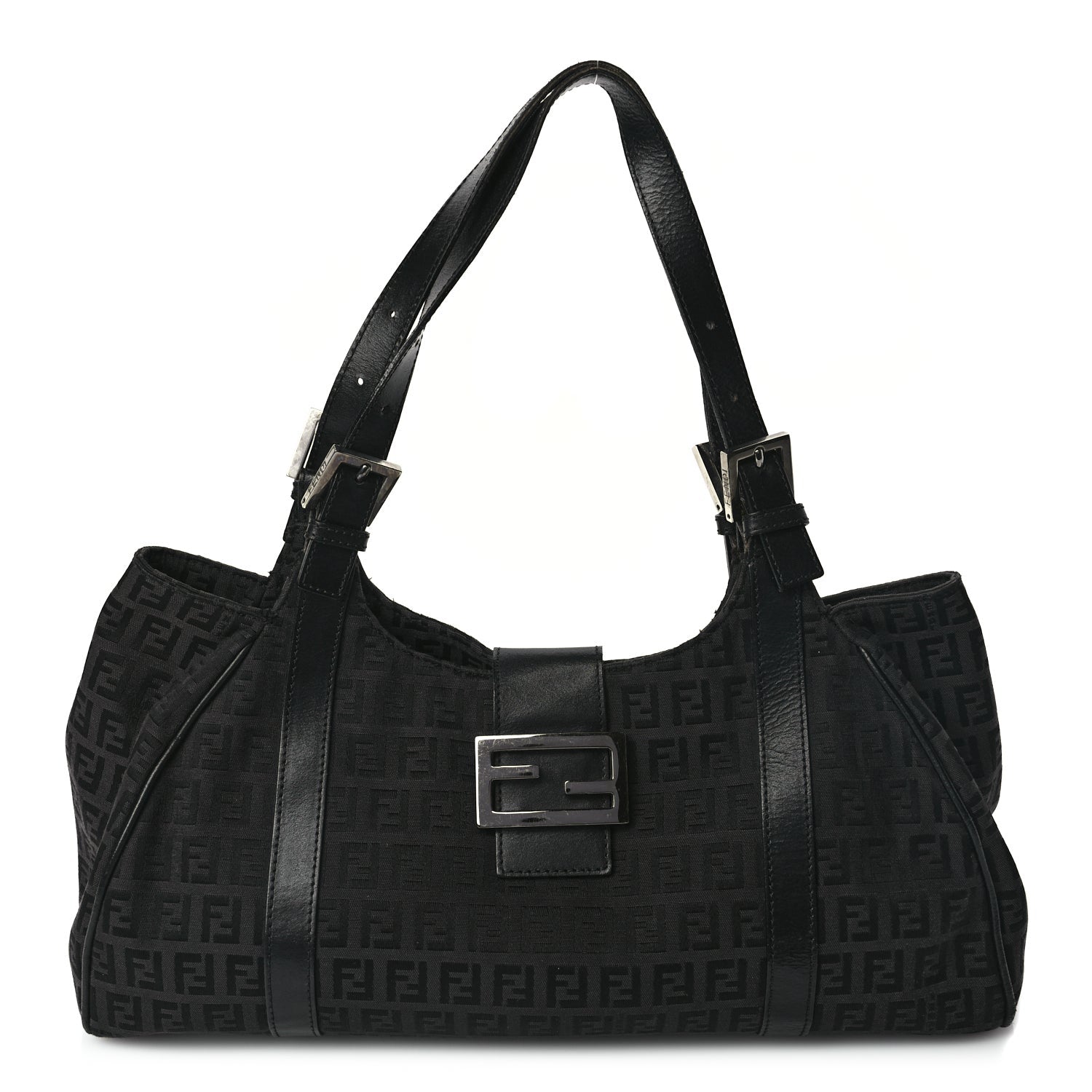 Fendi Zucchino Vitello Shoulder Bag Black 1 of 8