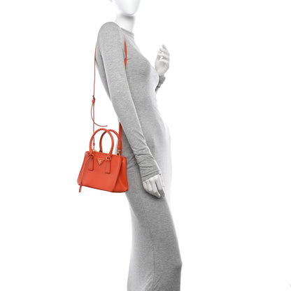 Prada Saffiano Lux Mini Galleria Double Zip Tote Arancio 2 of 9