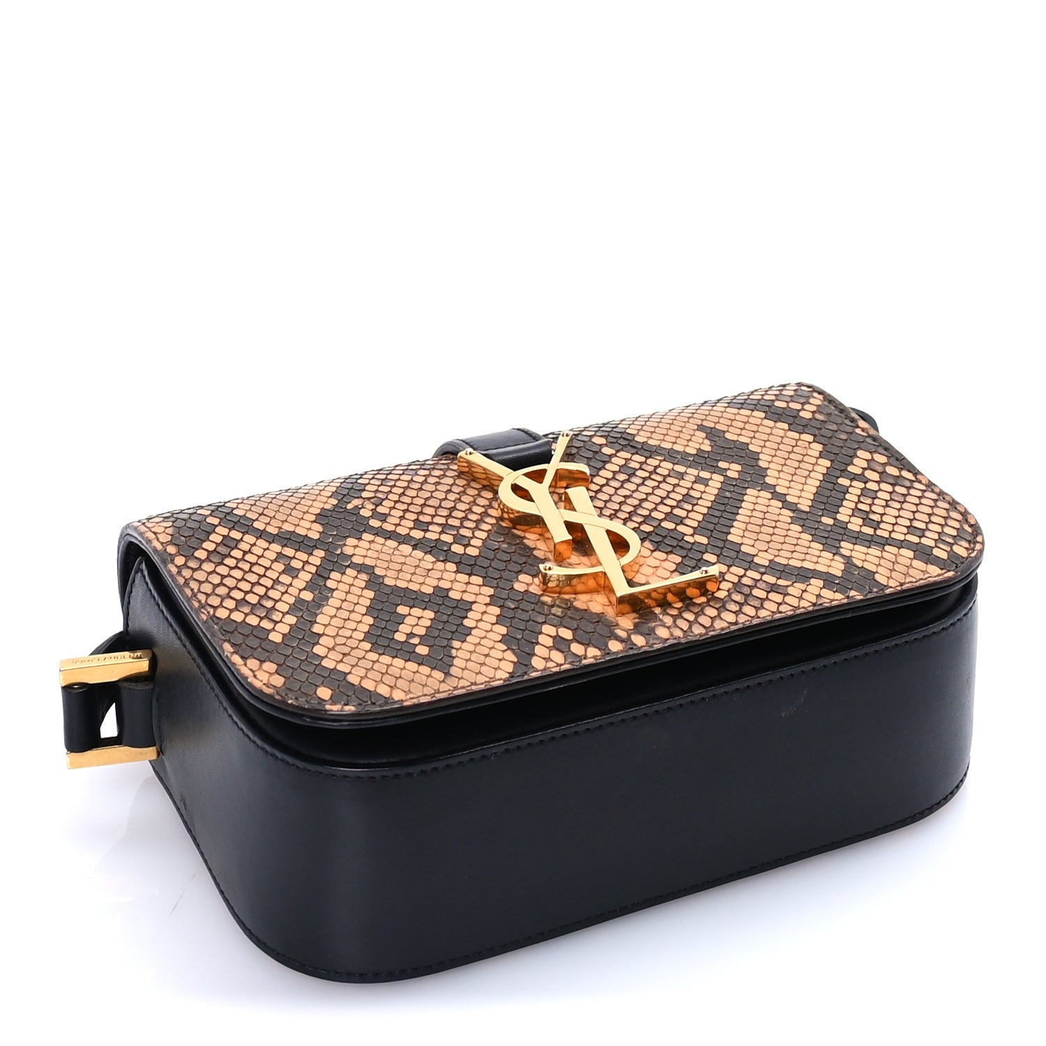 Saint Laurent Snakeskin Classic Small Monogram Universite Bag Black 3 of 7