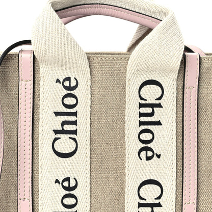 Chloe Cotton Calfskin Mini Woody Ribbon Tote  White Pink 7 of 9