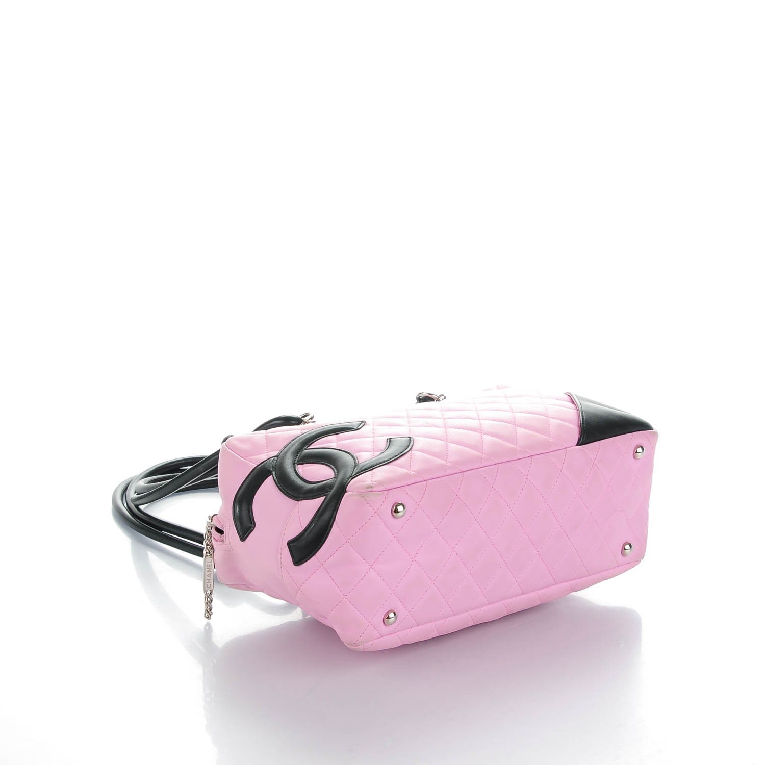 Chanel Calfskin Quilted Large Cambon Bowler Pink Black 4 of 13