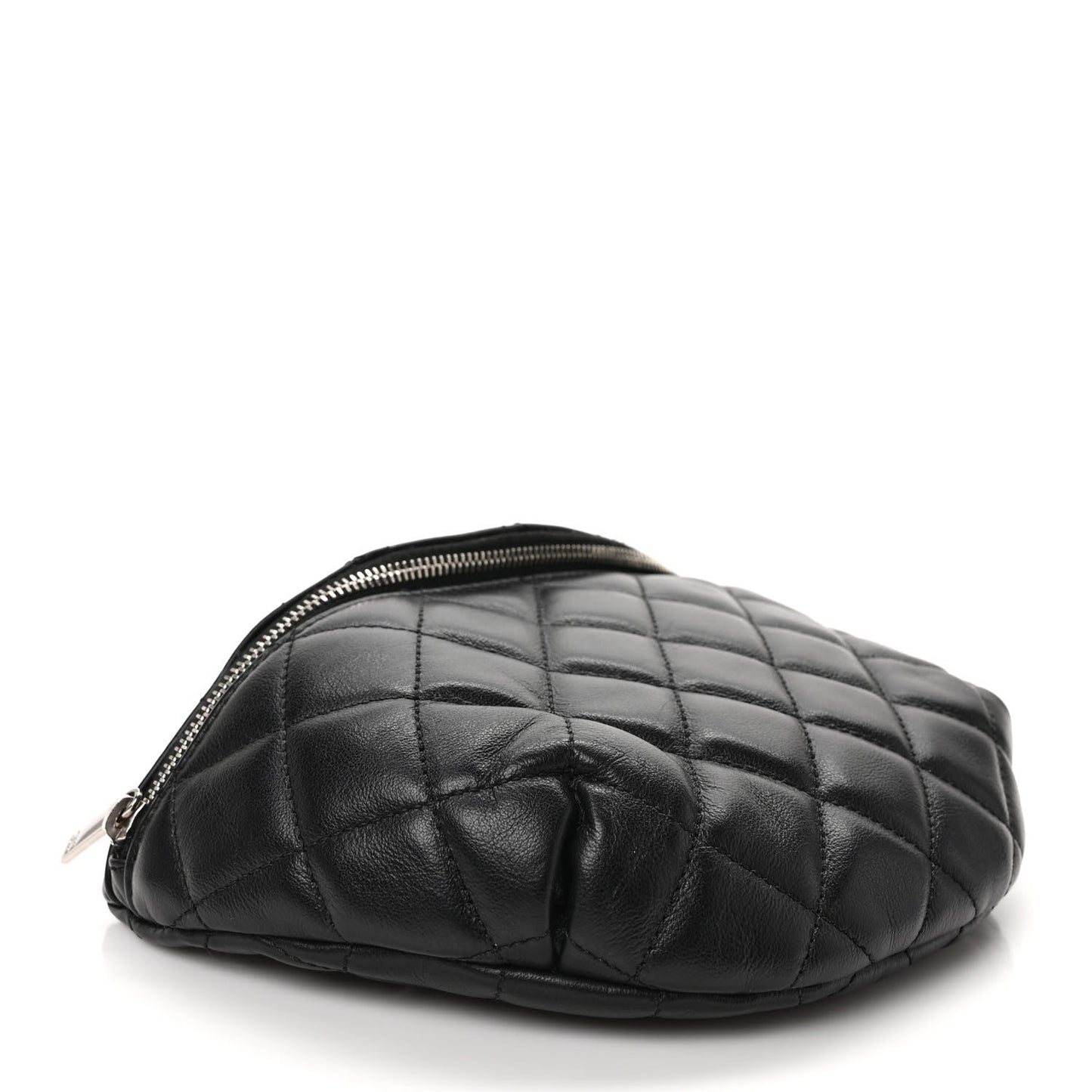 Calfskin Quilted Waist Belt Bag Black