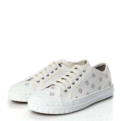 Fendi Canvas Lurex FF Womens Domino Low Top Sneakers 37 White 3 of 8