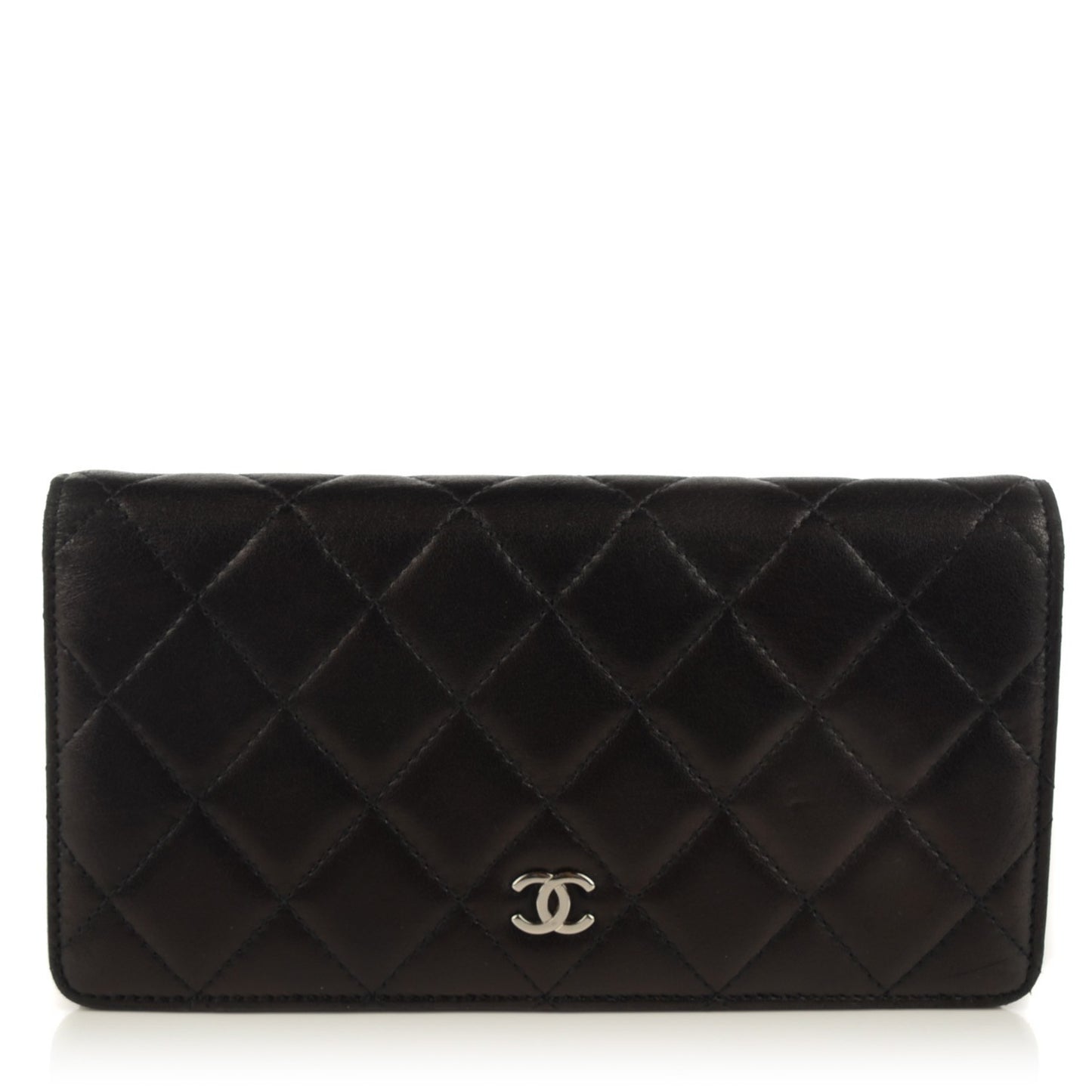 Lambskin Quilted Yen Wallet Black