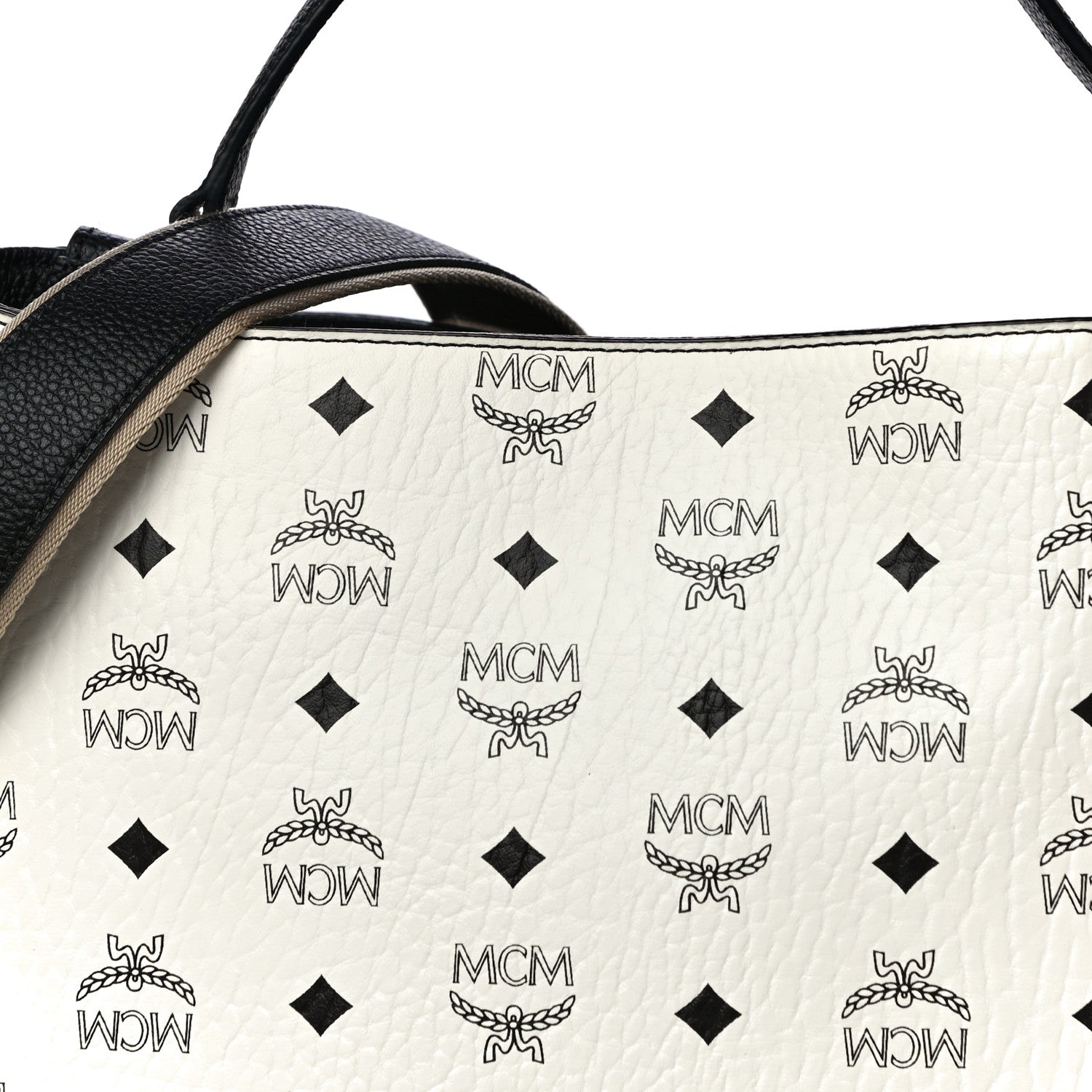 MCM Visetos Medium Corina Shoulder Bag White 7 of 9