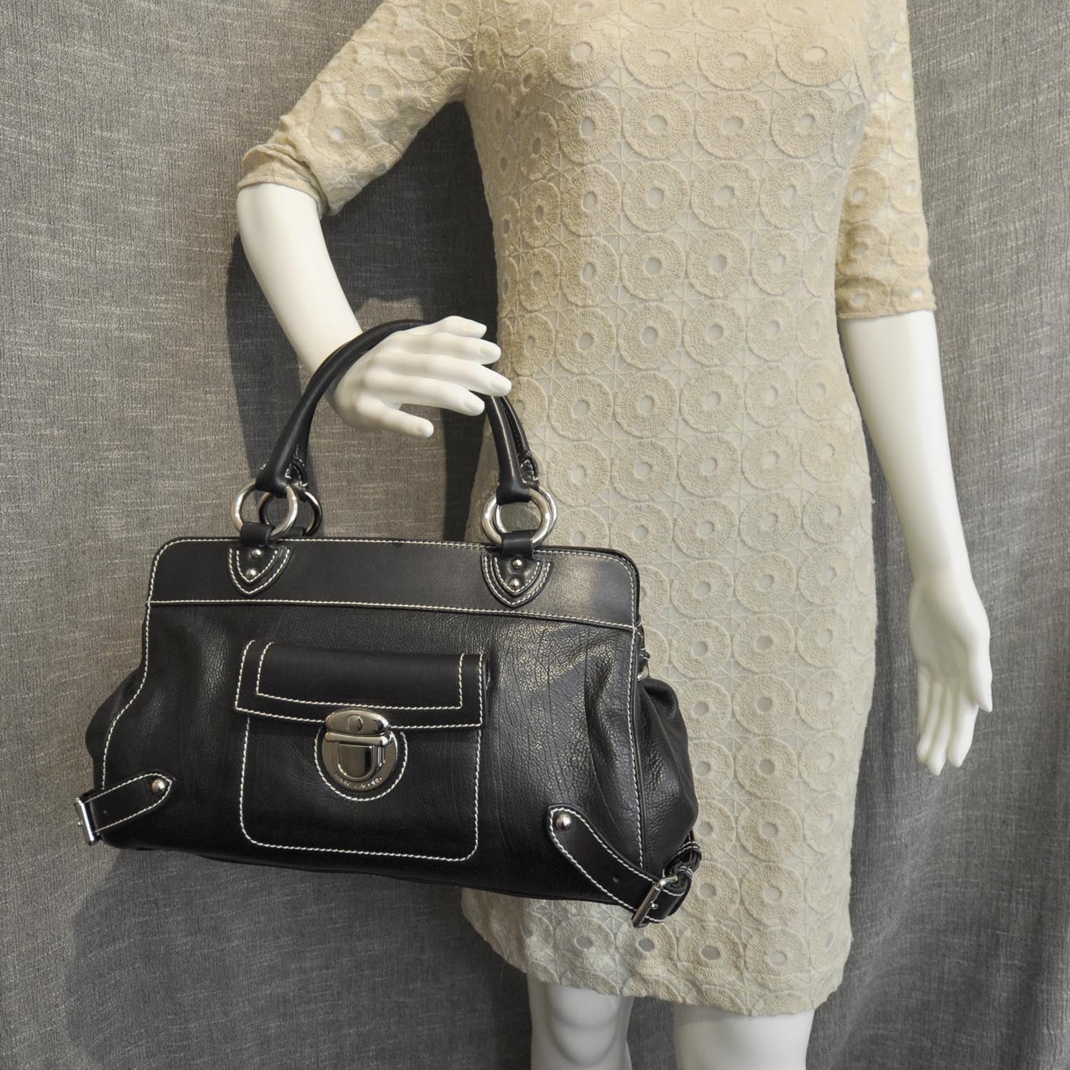 Marc Jacobs Leather Front Pocket Satchel Black 2 of 8