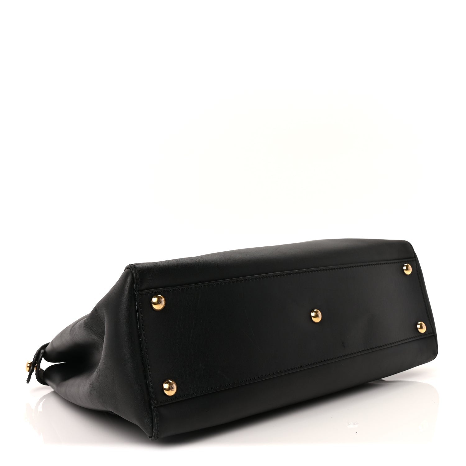 Fendi Vitello Seta Shiny Nappa Medium Peekaboo Iconic Satchel Black 3 of 8