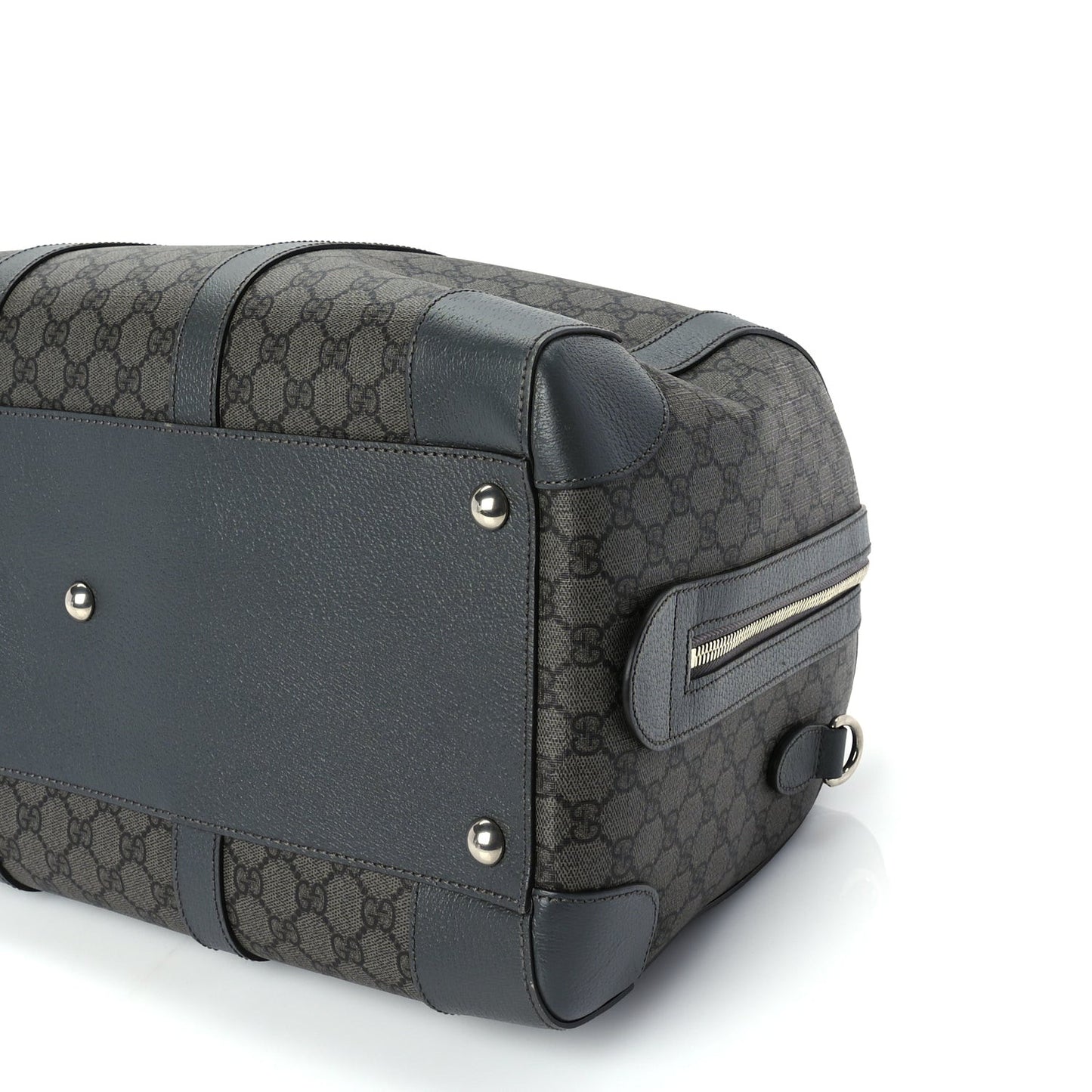 GG Supreme Monogram Textured Dollar Calfskin Medium Savoy Duffle Bag  Grey Black Graphite Grey