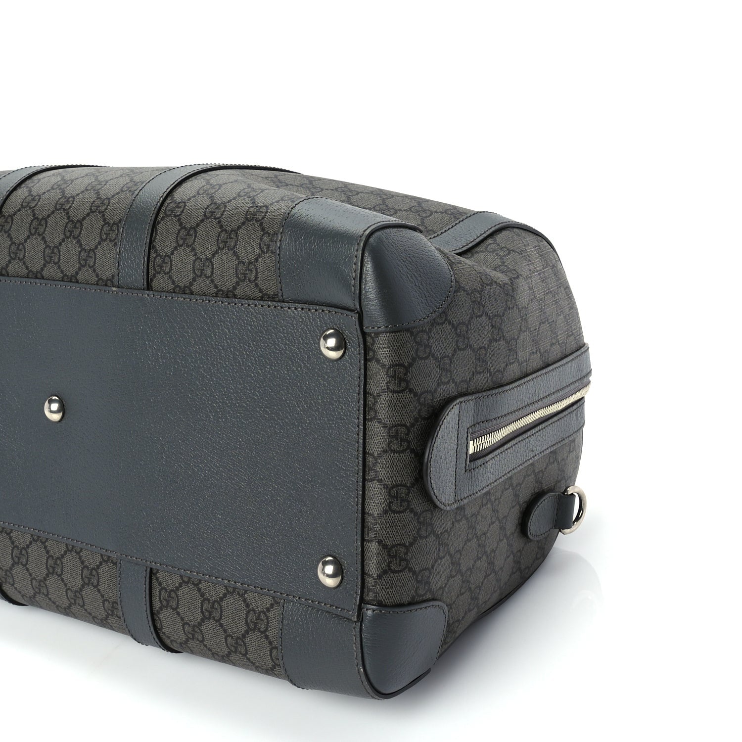 Gucci GG Supreme Monogram Textured Dollar Calfskin Medium Savoy Duffle Bag  Grey Black Graphite Grey 8 of 8