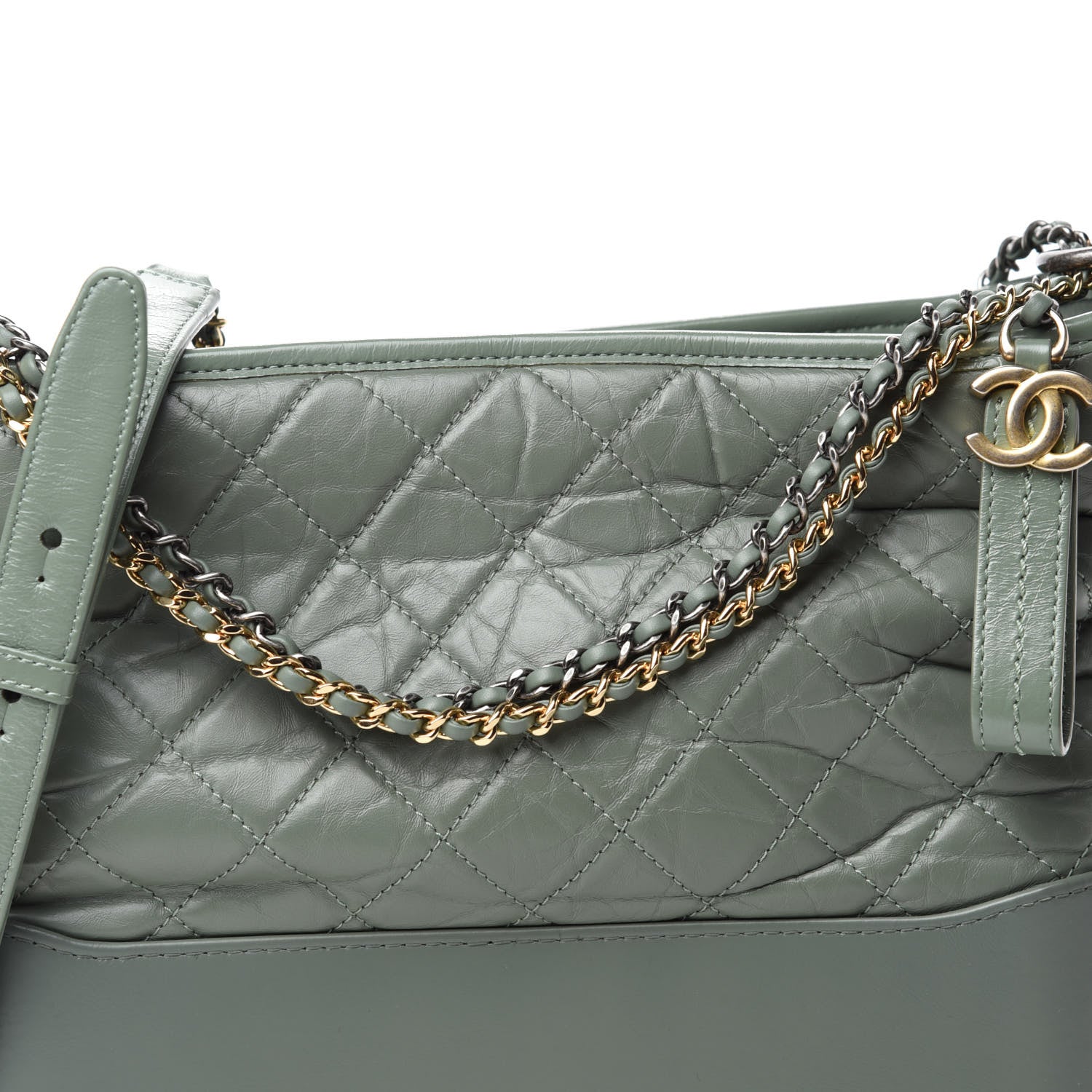 Chanel Aged Calfskin Quilted Medium Gabrielle Hobo Green 14 of 14