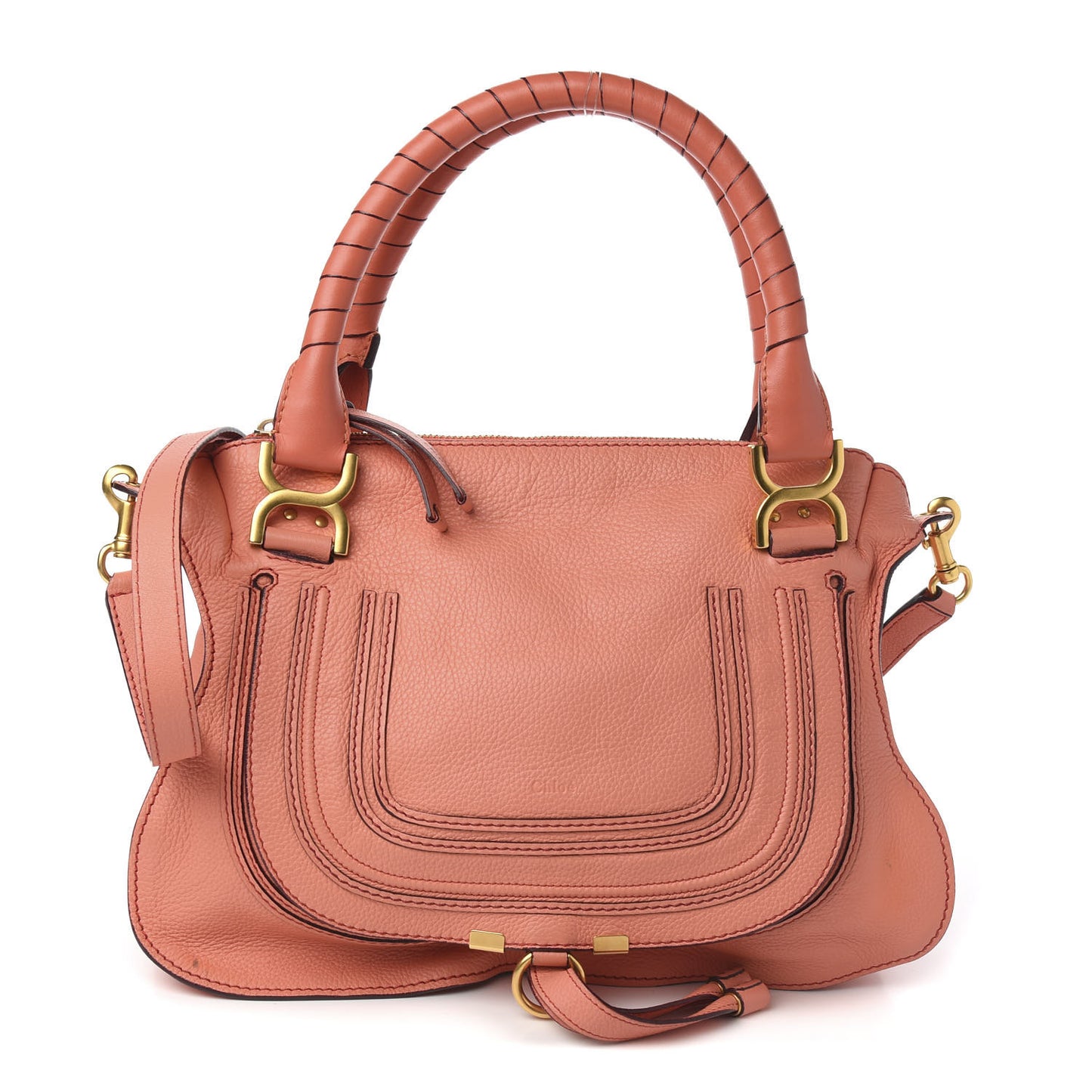 Calfskin Medium Marcie Satchel Coral Pop