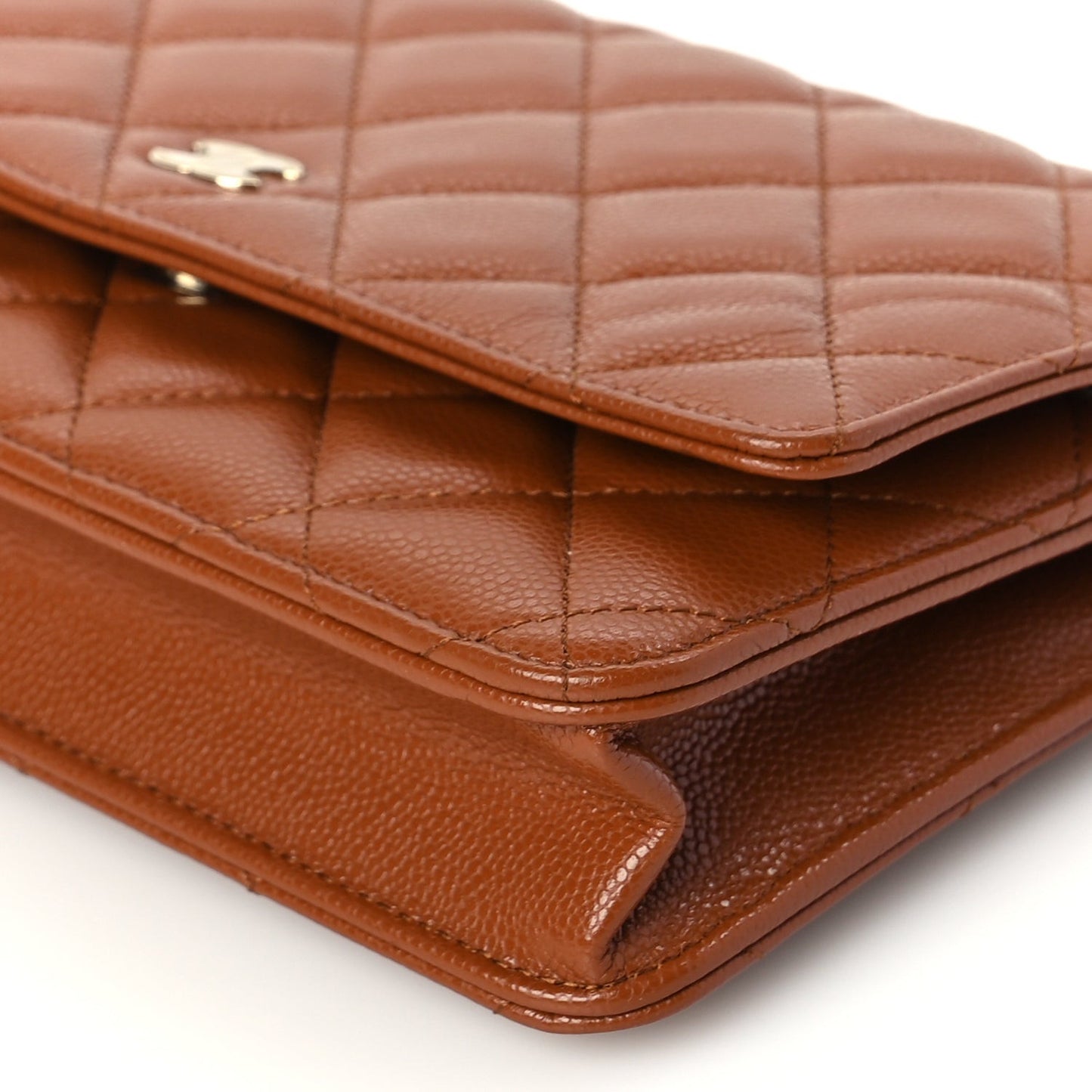 Caviar Quilted Wallet On Chain WOC Light Brown
