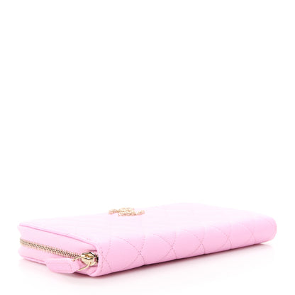 Chanel Caviar Quilted Perforated CC Long Zipped Wallet Pink 4 of 12
