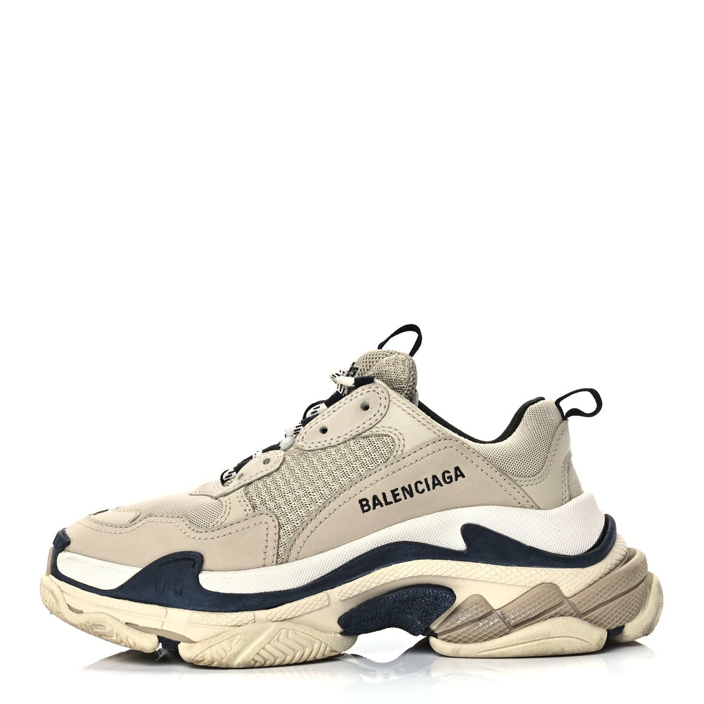 Fabric Mesh Womens Triple S Sneakers 38 Beige Black