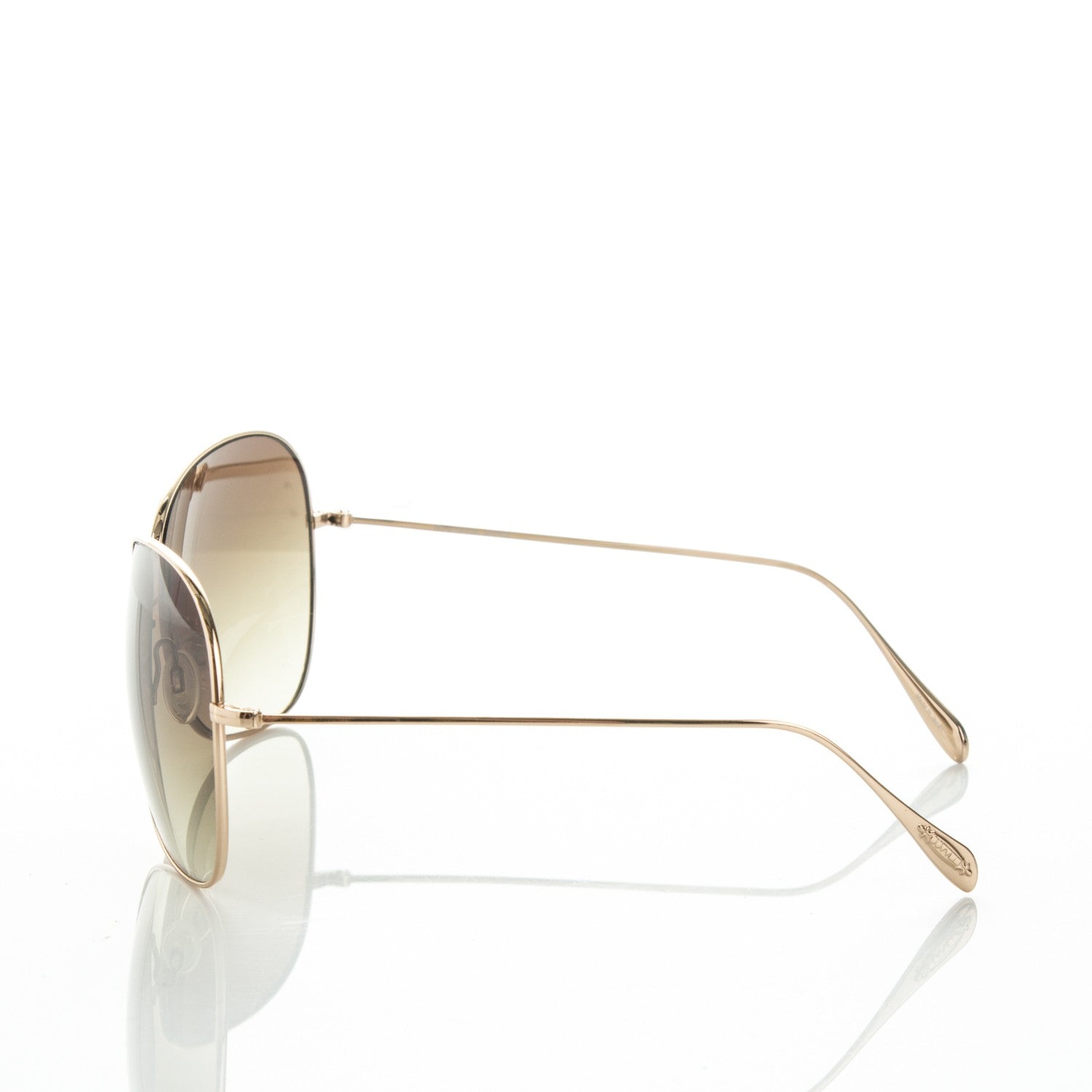Oliver Peoples Titanium Elsie Aviator Sunglasses Gold 3 of 8