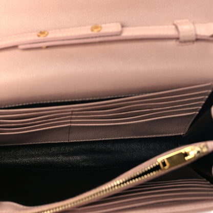 Saint Laurent Grain De Poudre Matelasse Chevron Monogram Chain Wallet Pale Blush 4 of 9