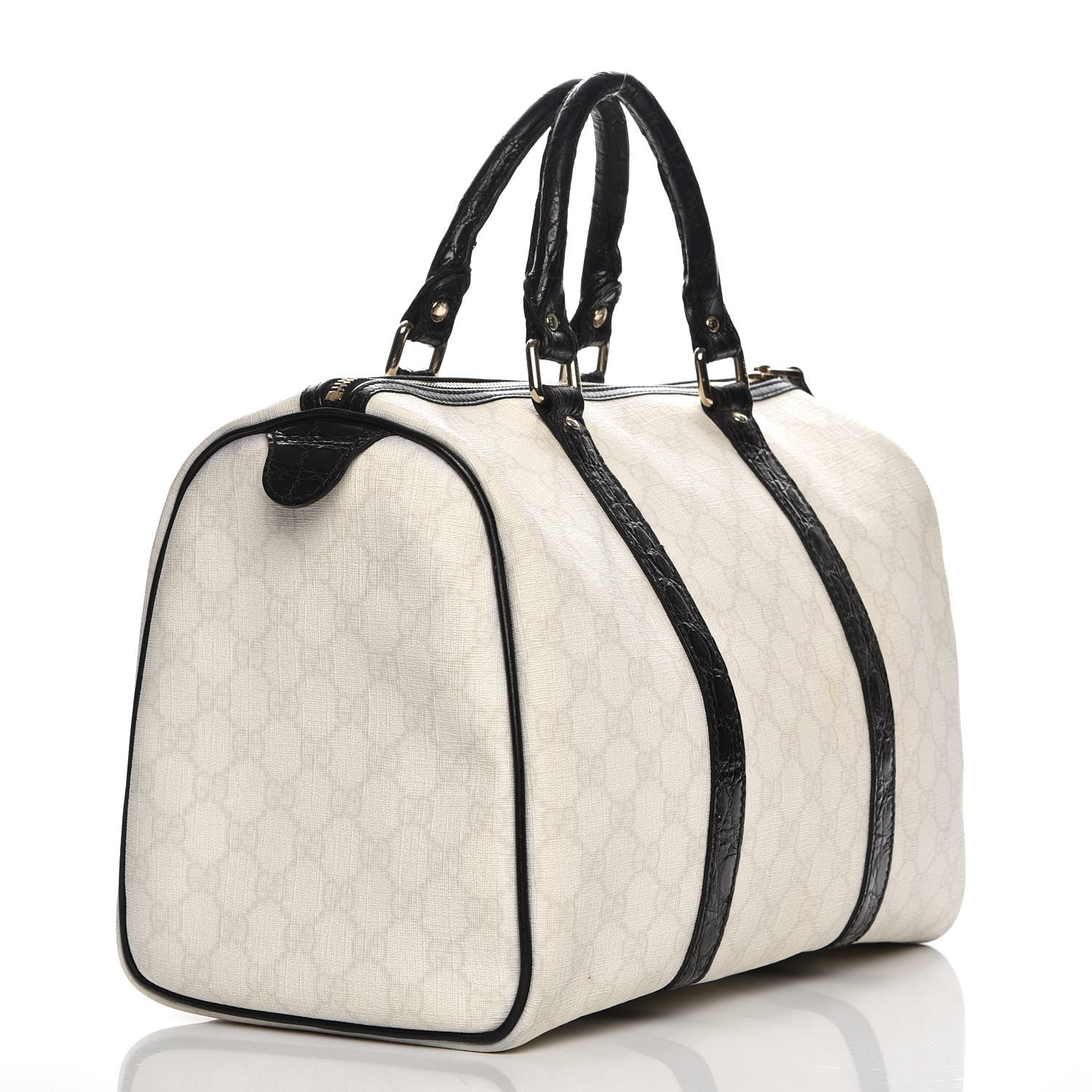 Gucci GG Plus Monogram Embellished Medium Joy Boston White Black 3 of 13