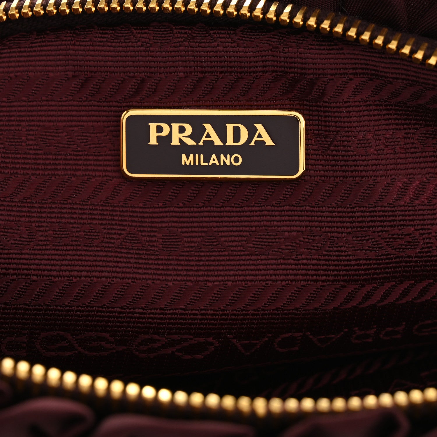 Prada Nylon Ruffle Cosmetic Pouch Burgundy 6 of 9
