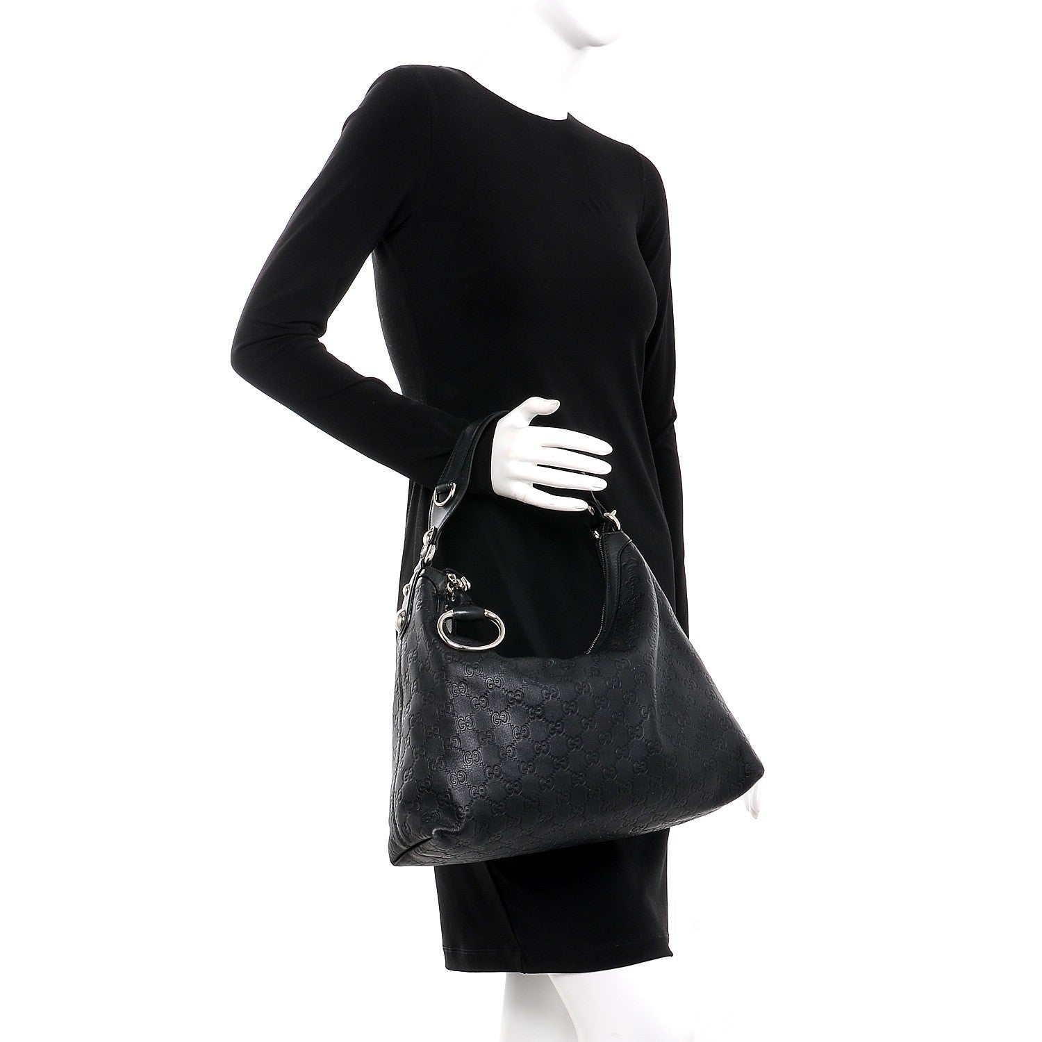 Gucci Guccissima Medium Icon Bit Hobo Black 2 of 7