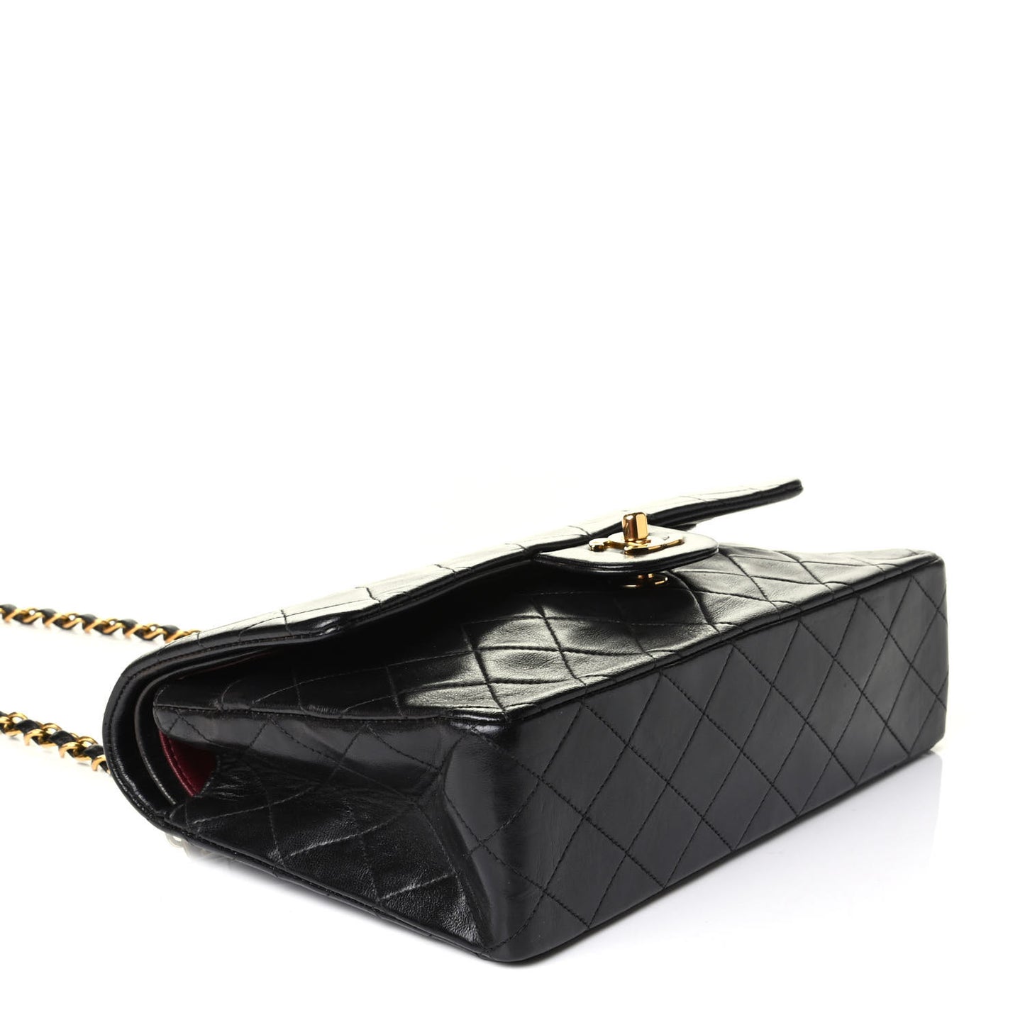 Lambskin Quilted Medium Double Flap Black