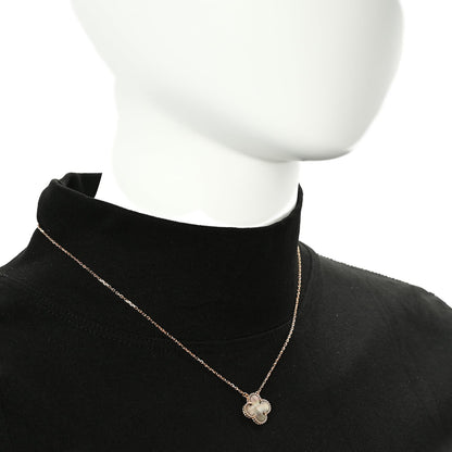 Van Cleef & Arpels 18K Rose Gold Gray Mother of Pearl Vintage Alhambra Pendant Necklace 4 of 6