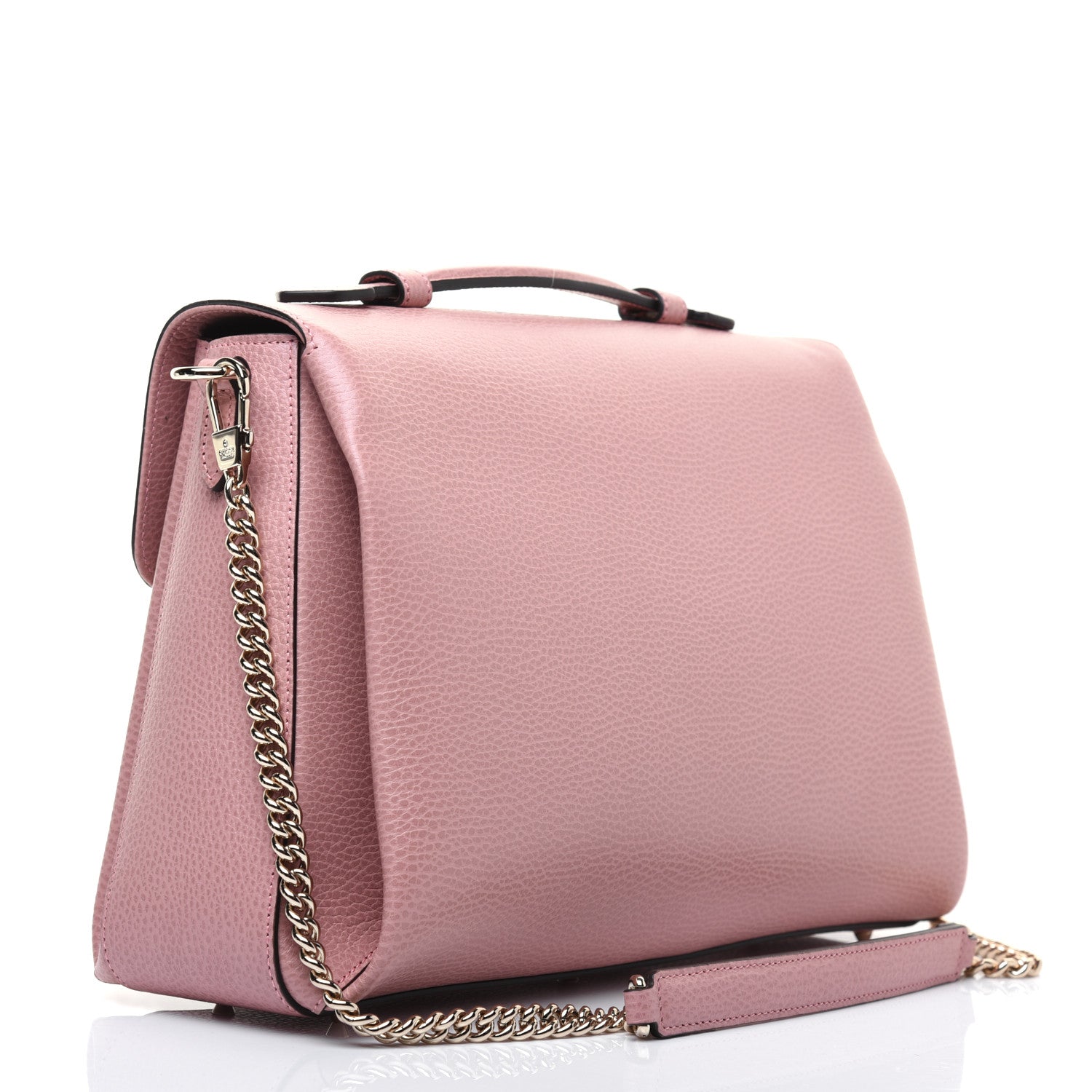 Gucci Dollar Calfskin Interlocking G Top Handle Shoulder Bag Soft Pink 2 of 16