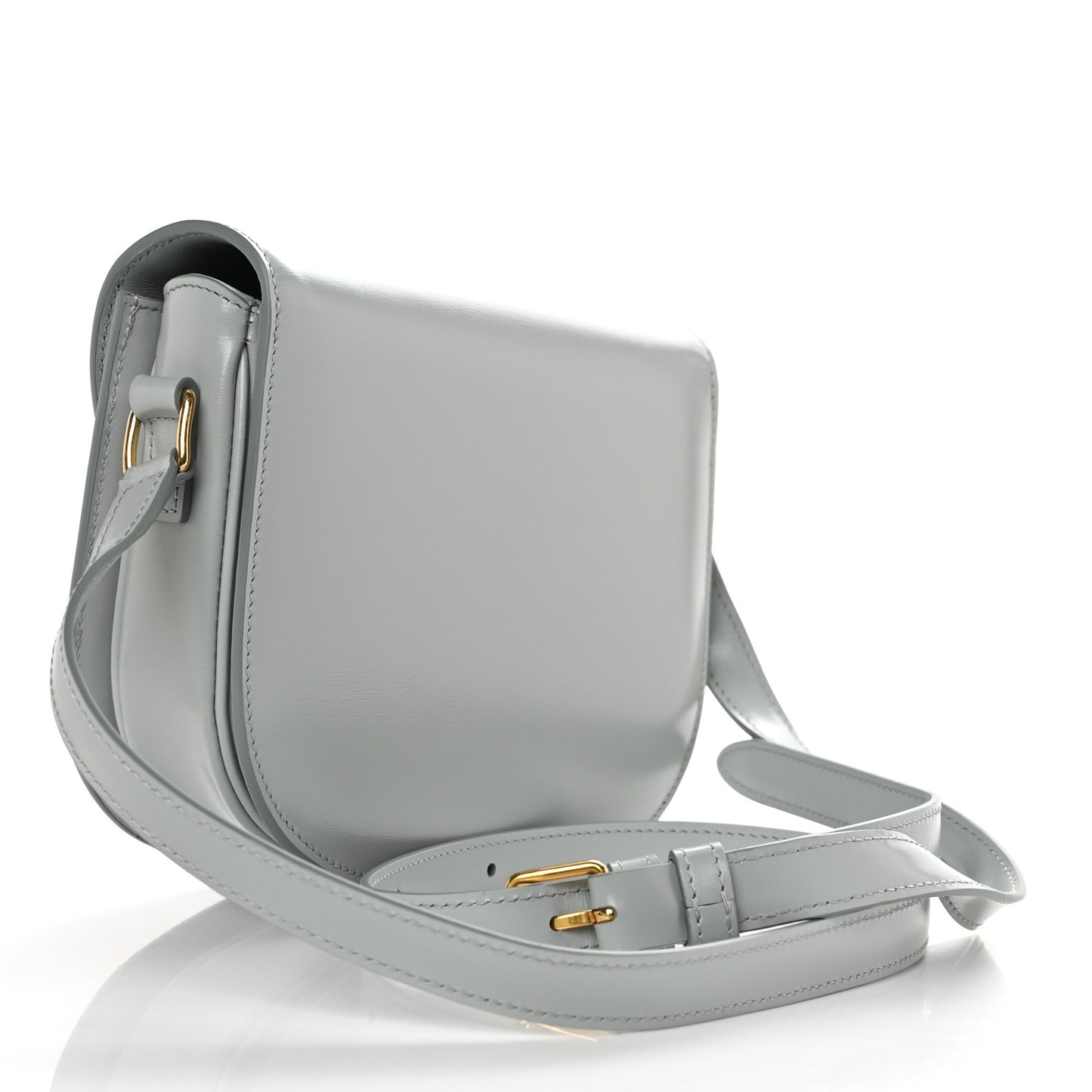 Shiny Calfskin Besace Clea Triomphe Blue Gray